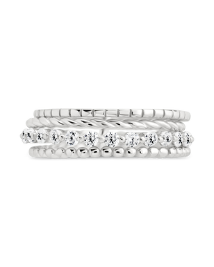 Sterling Silver Cassidy CZ Layered Textured Ring
