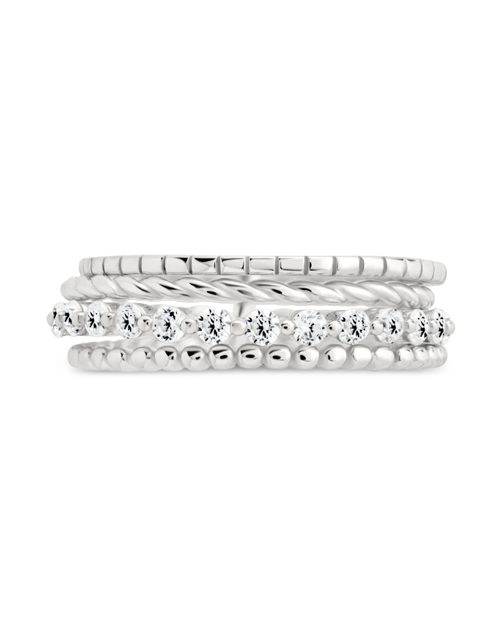 Sterling Silver Cassidy CZ Layered Textured Ring