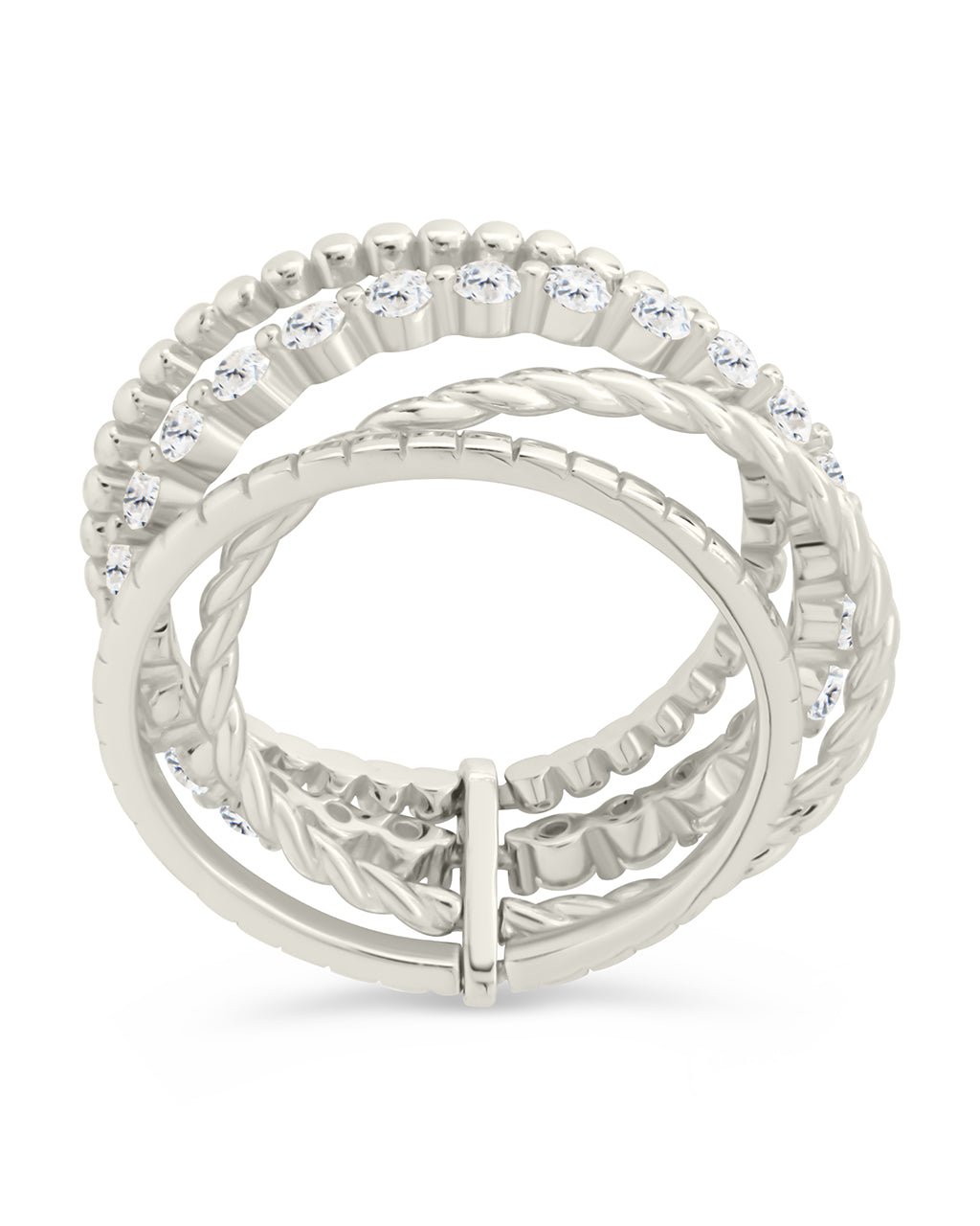 Sterling Silver Cassidy CZ Layered Textured Ring - Sterling Forever