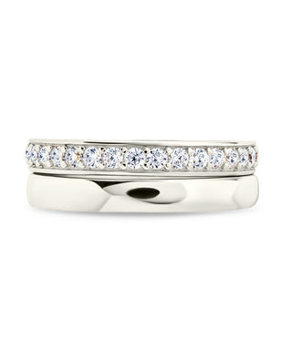 Sterling Silver Jackie CZ Stacking Ring Set of 2