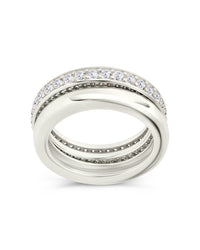 Sterling Silver Jackie CZ Stacking Ring Set of 2