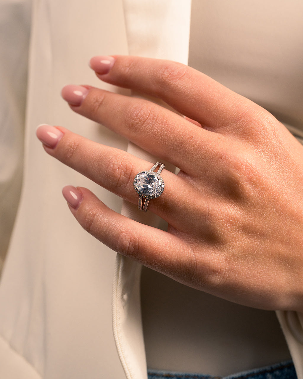 Sterling Silver Susan CZ Halo Ring