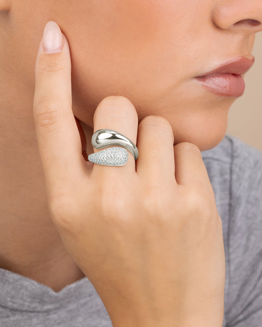 Sterling Silver Cecilia CZ Open Ring - Sterling Forever