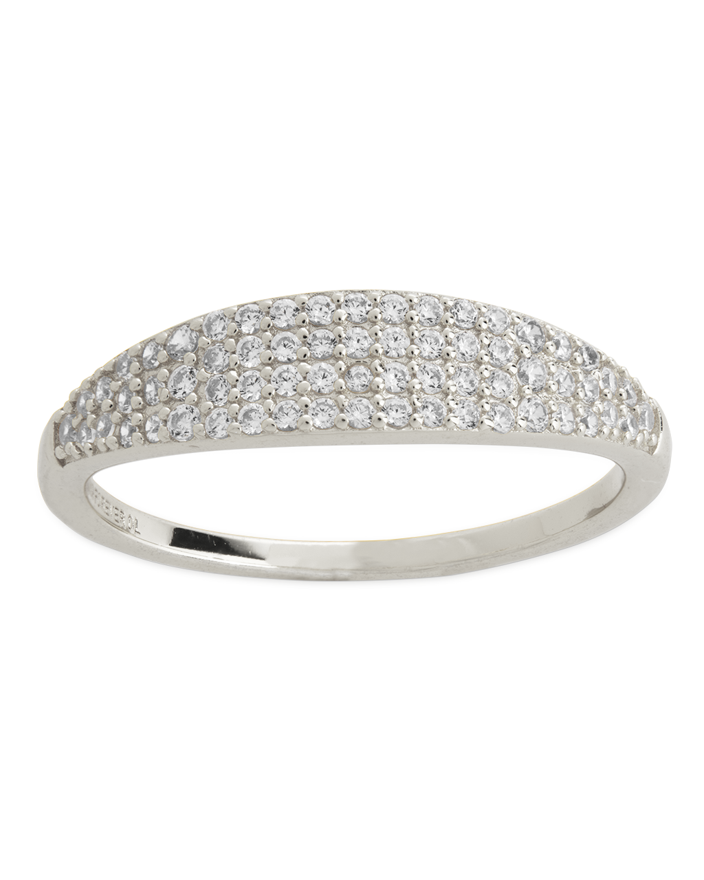 Sterling Silver Pave Signet Ring