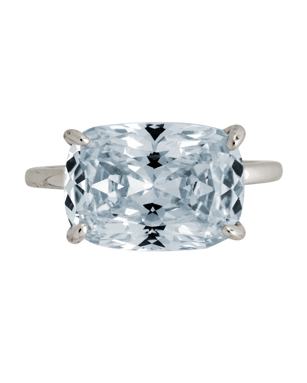 Sterling Silver Cushion East-West Ring