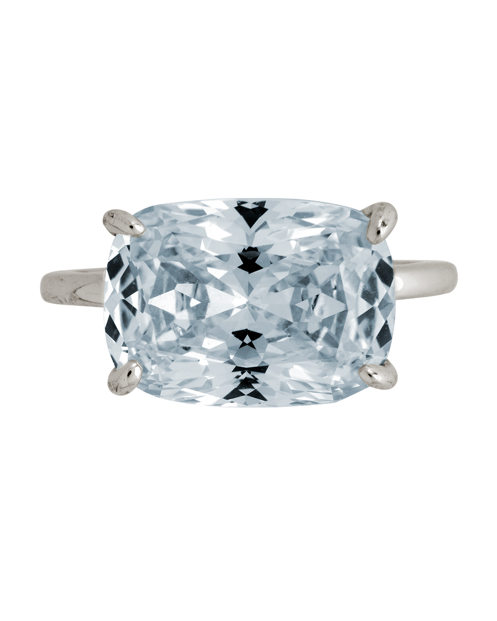 Sterling Silver Cushion East-West Ring