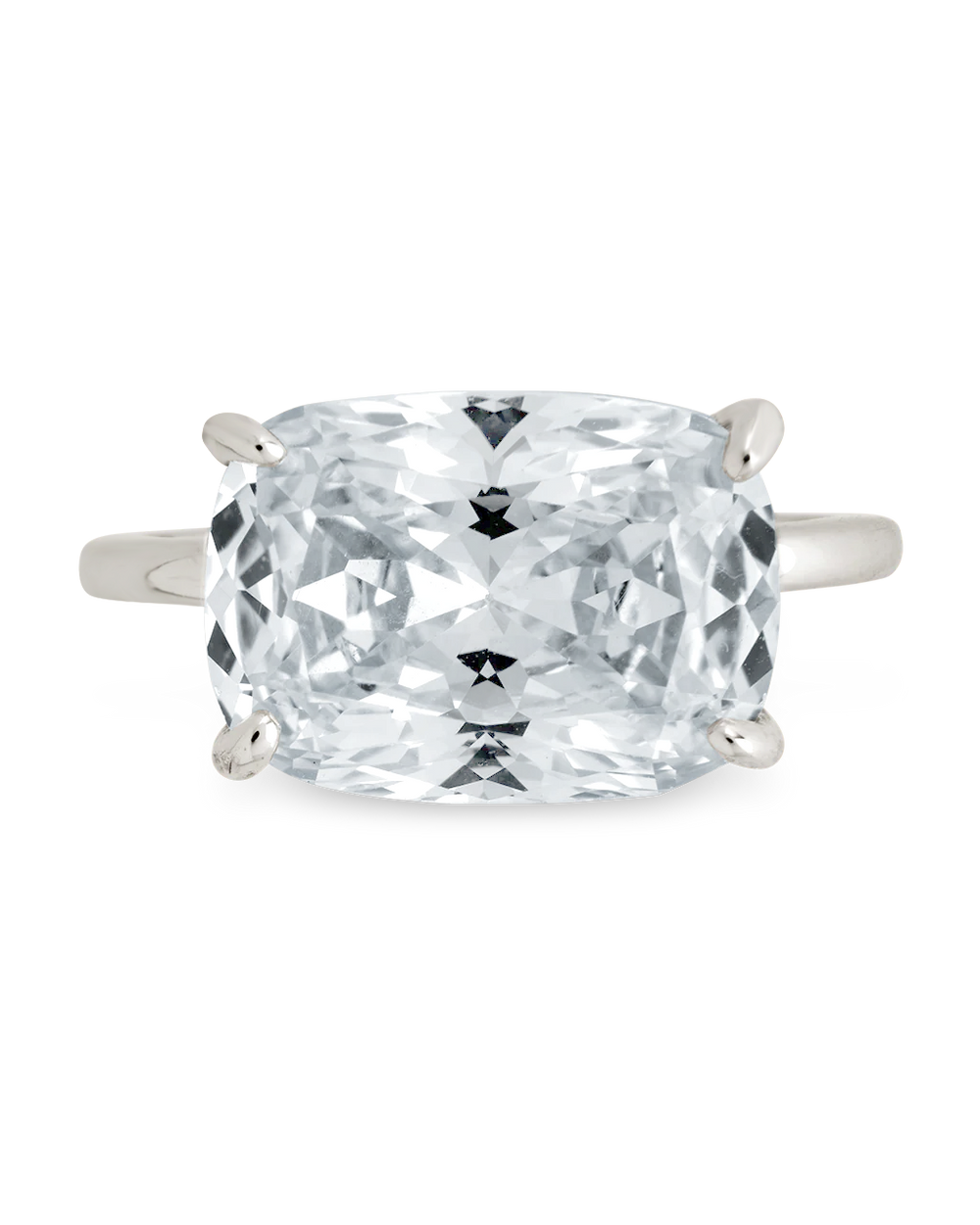 Sterling Silver Cushion East-West Ring
