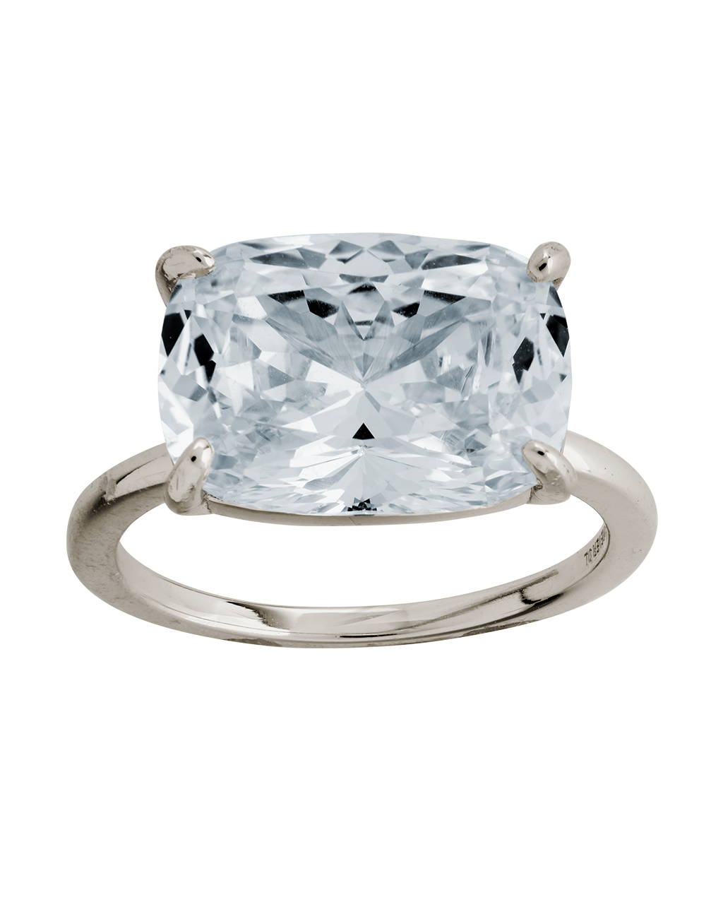 Sterling Silver Cushion East-West Ring