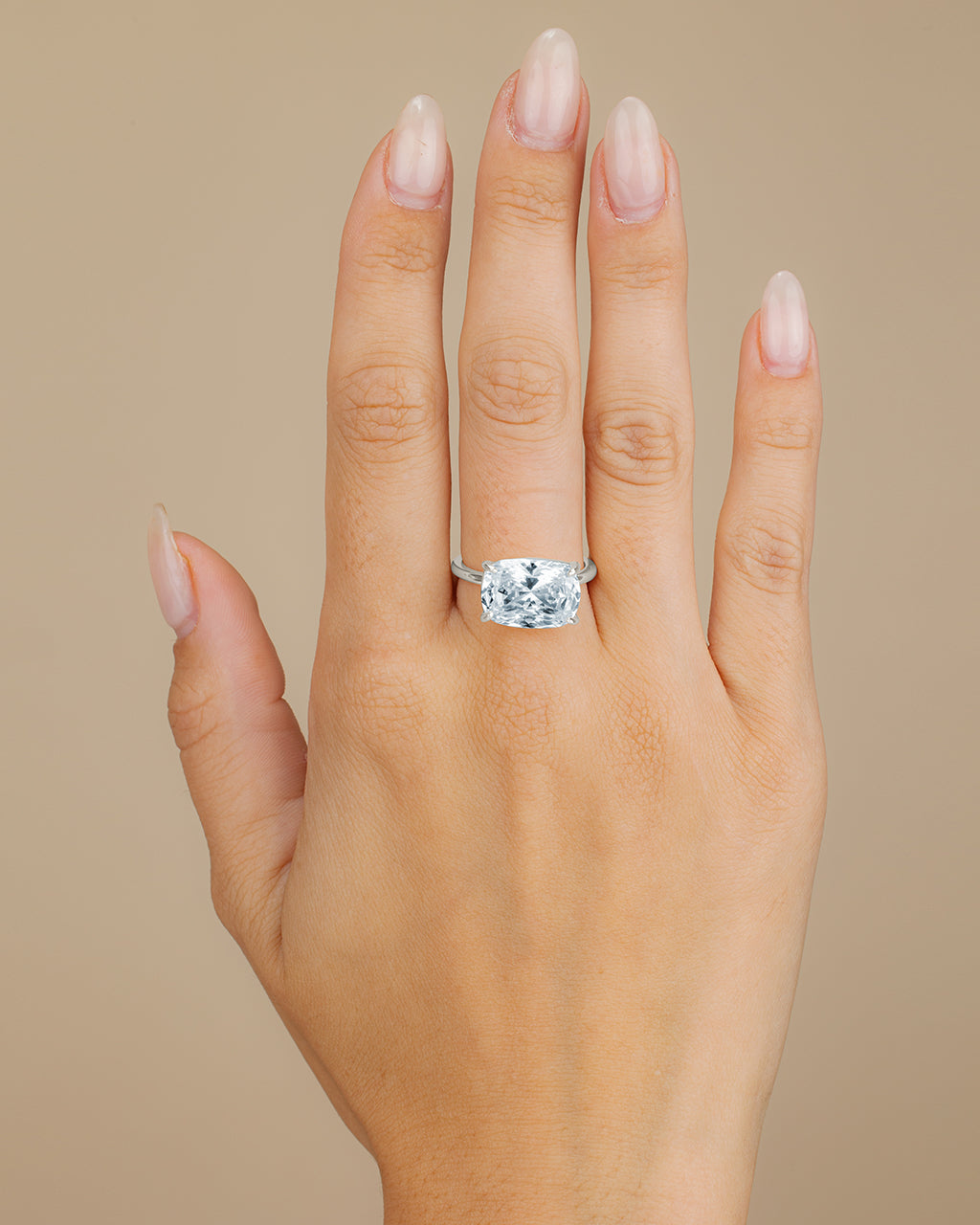 Sterling Silver Cushion East-West Ring