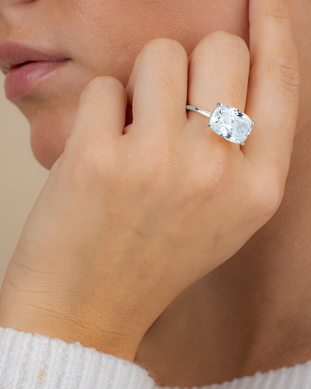 Sterling Silver Cushion East - West Ring - Sterling Forever