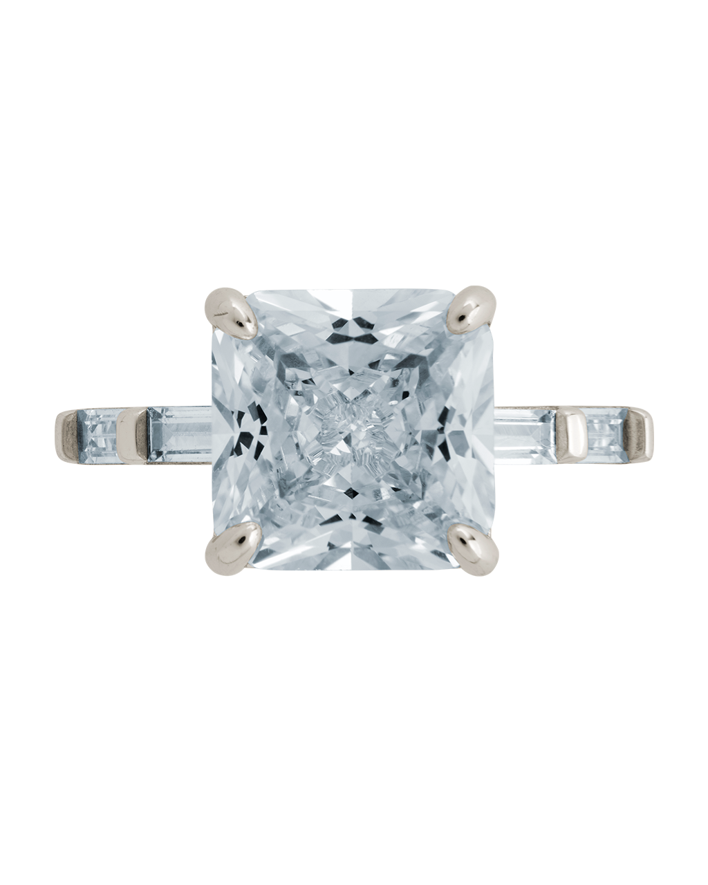 Sterling Silver Princess Baguette Ring