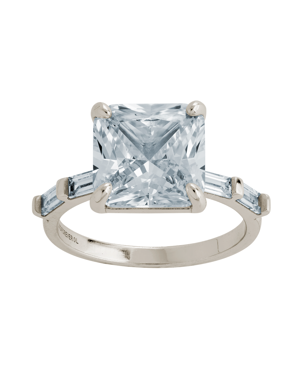 Sterling Silver Princess Baguette Ring