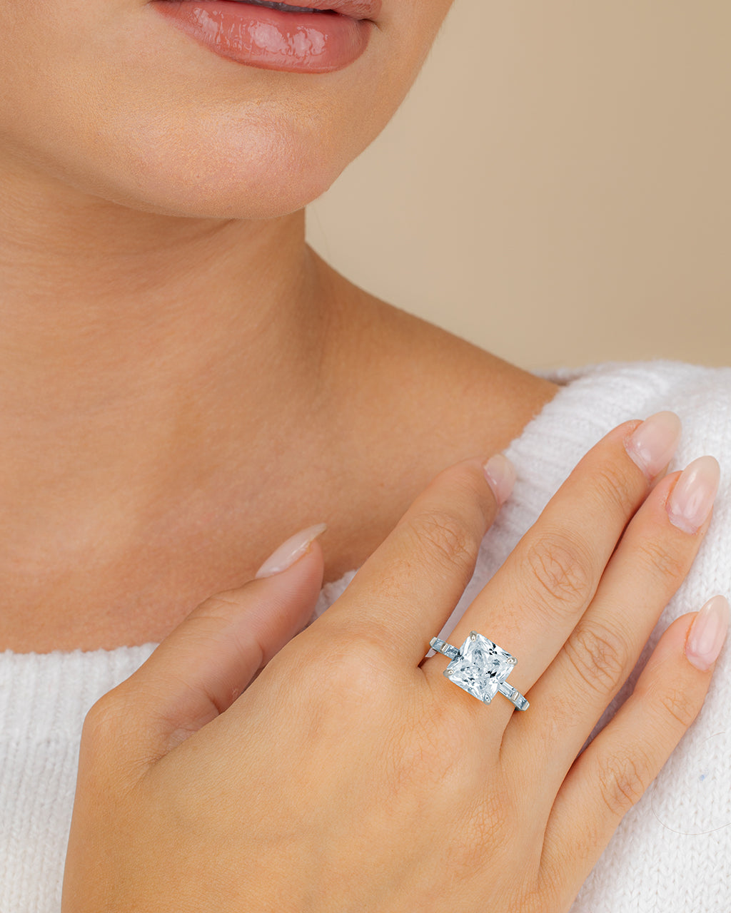 Sterling Silver Princess Baguette Ring