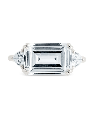 Sterling Silver Emerald & Trillion Ring
