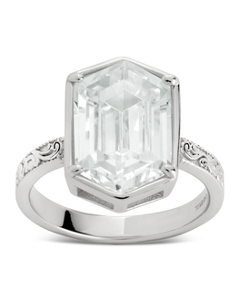 Sterling Silver Hexagon Bezel Ring
