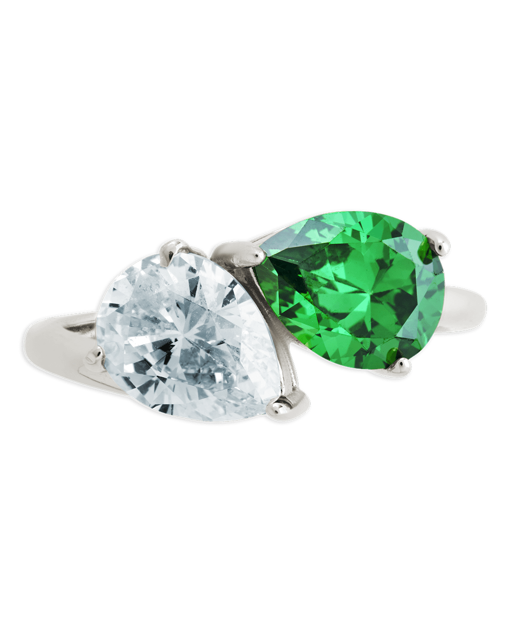 Sterling Silver Pear Toi et Moi Ring - Sterling Forever