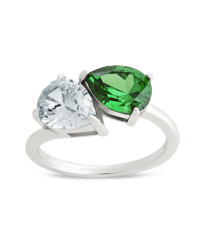 Sterling Silver Pear Toi et Moi Ring - Sterling Forever