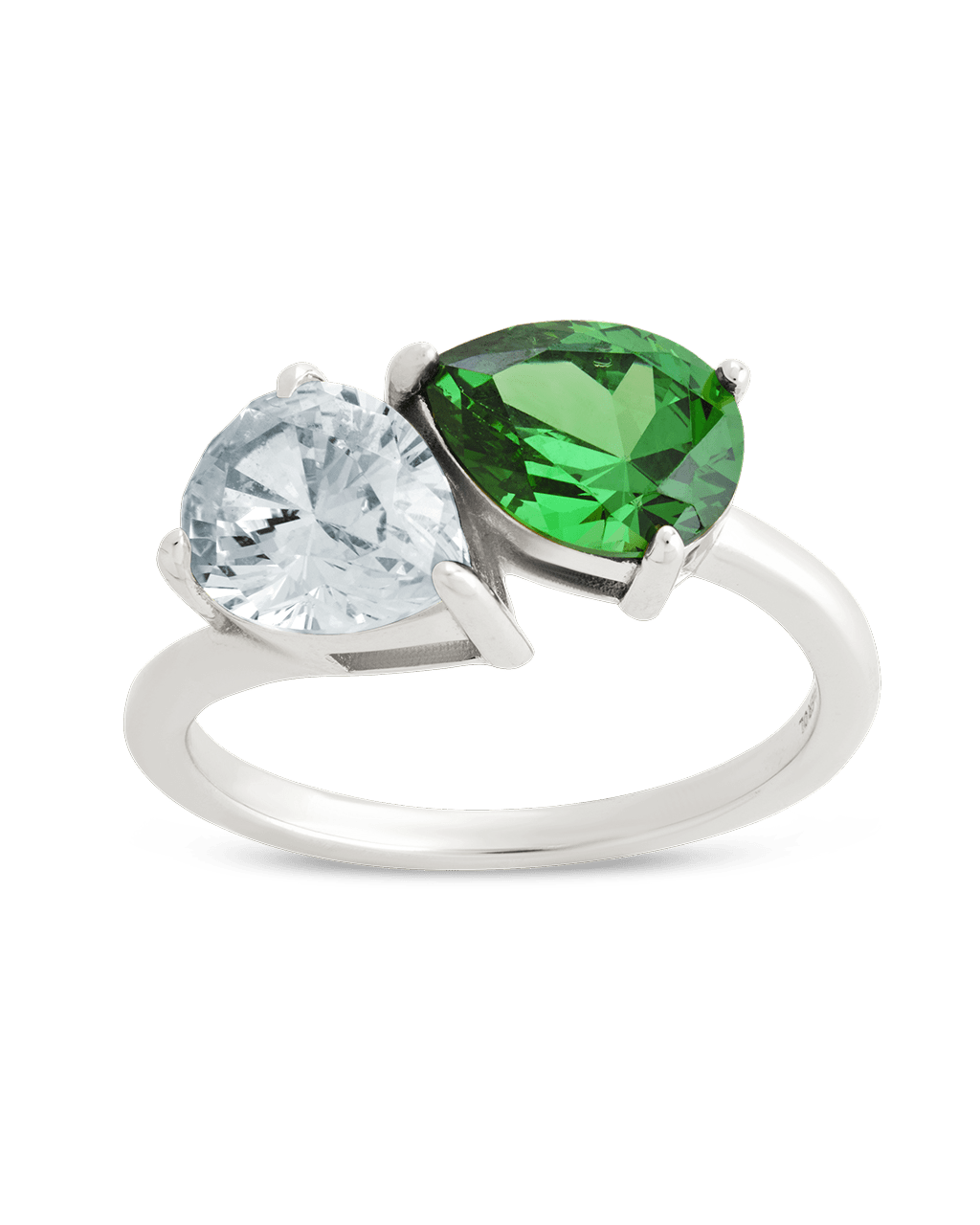 Sterling Silver Pear Toi et Moi Ring - Sterling Forever