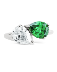 Sterling Silver Pear Toi et Moi Ring