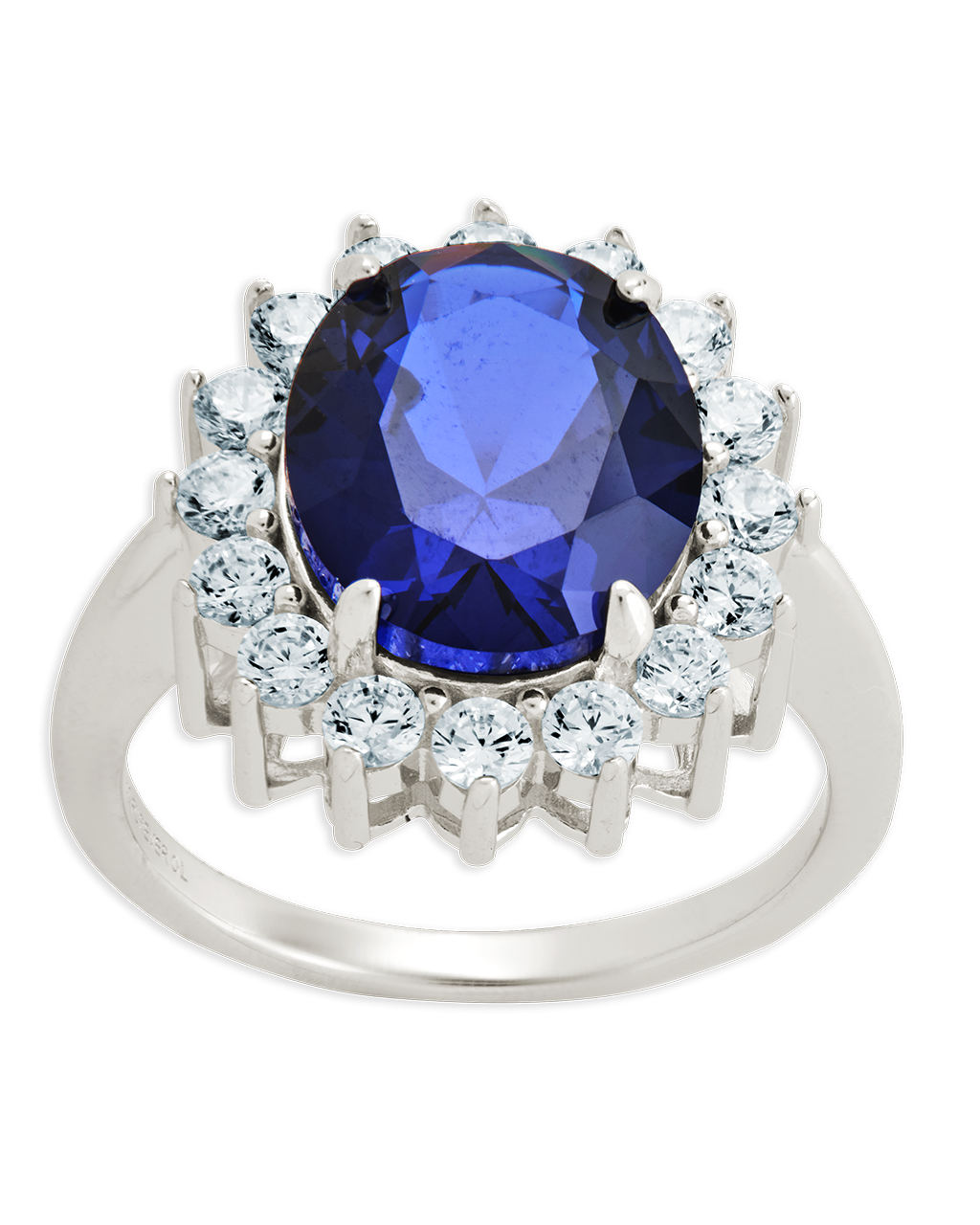 Sterling Silver Sapphire Halo Ring
