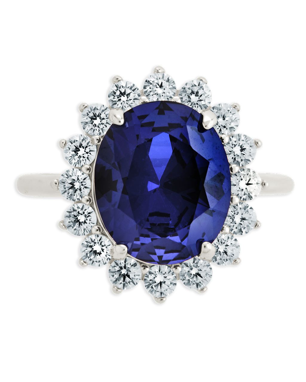 Sterling Silver Sapphire Halo Ring