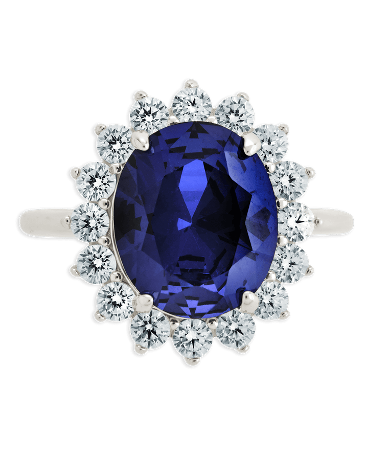 Sterling Silver Sapphire Halo Ring