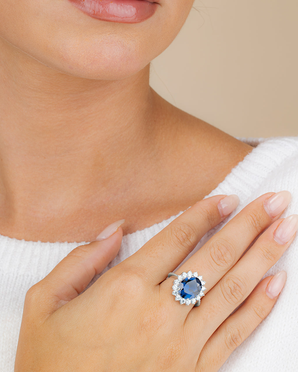Sterling Silver Sapphire Halo Ring