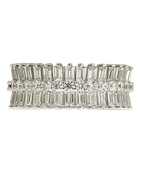 Sterling Silver Izabella Triple Row Baguette Cluster Eternity Ring