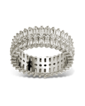 Sterling Silver Izabella Triple Row Baguette Cluster Eternity Ring
