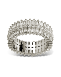 Sterling Silver Izabella Triple Row Baguette Cluster Eternity Ring