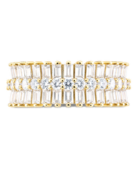 Sterling Silver Izabella Triple Row Baguette Cluster Eternity Ring