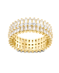 Sterling Silver Izabella Triple Row Baguette Cluster Eternity Ring