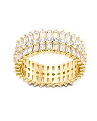 Sterling Silver Izabella Triple Row Baguette Cluster Eternity Ring