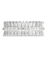 Sterling Silver Izabella Triple Row Baguette Cluster Eternity Ring