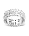 Sterling Silver Izabella Triple Row Baguette Cluster Eternity Ring