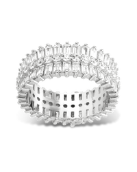 Sterling Silver Izabella Triple Row Baguette Cluster Eternity Ring