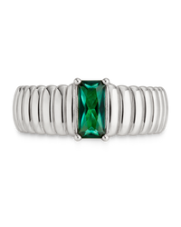 Sterling Silver Jordyn Emerald Ribbed Band Ring