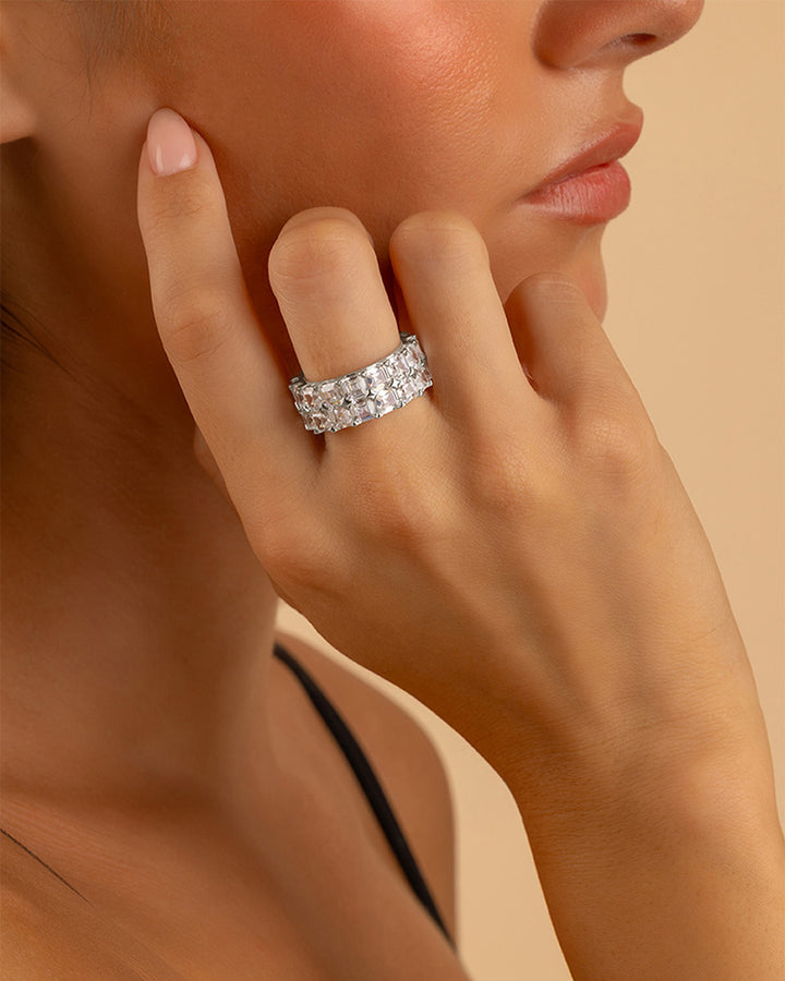 Sterling Silver Joy Emerald-Cut Eternity Band