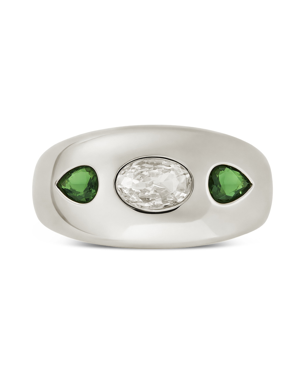 Sterling Silver Triple-Stone Tapered Dome Ring