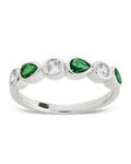 Sterling Silver Pear and Round Bezel - Set Ring - Sterling Forever