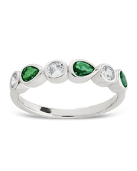 Sterling Silver Pear and Round Bezel - Set Ring - Sterling Forever