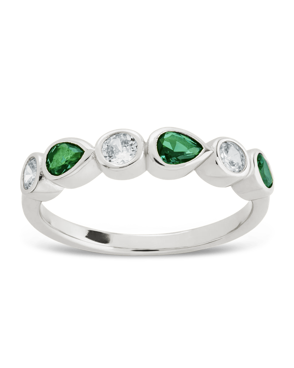 Sterling Silver Pear and Round Bezel - Set Ring - Sterling Forever