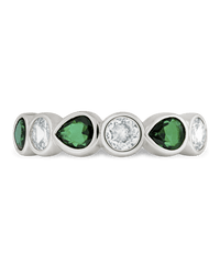 Sterling Silver Pear and Round Bezel - Set Ring - Sterling Forever