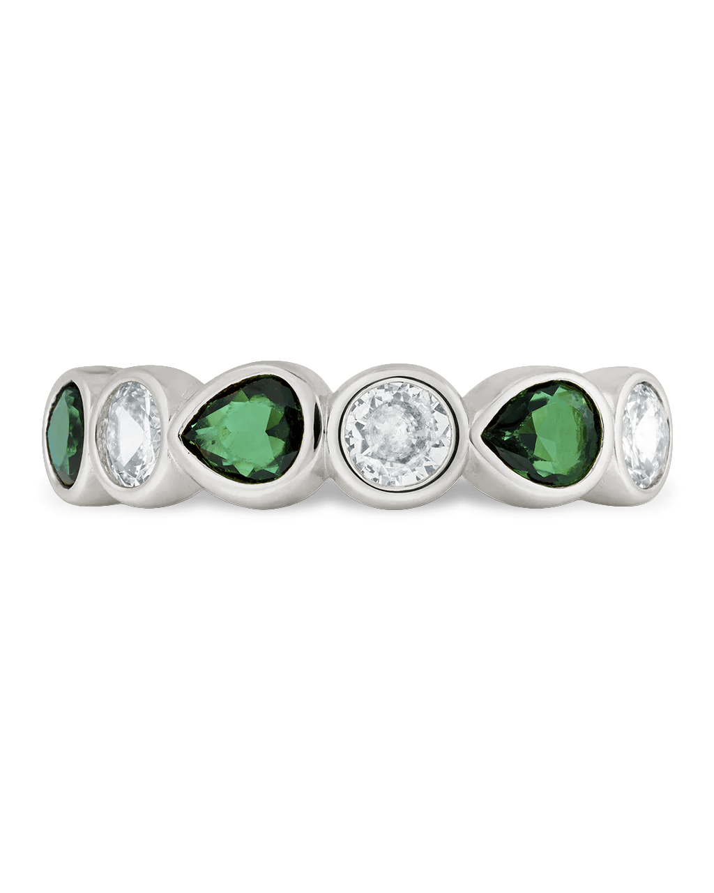 Sterling Silver Pear and Round Bezel - Set Ring - Sterling Forever