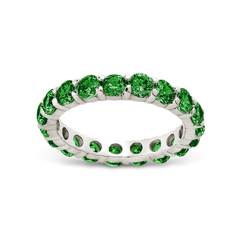 Sterling Silver Gracie Emerald CZ Eternity Ring
