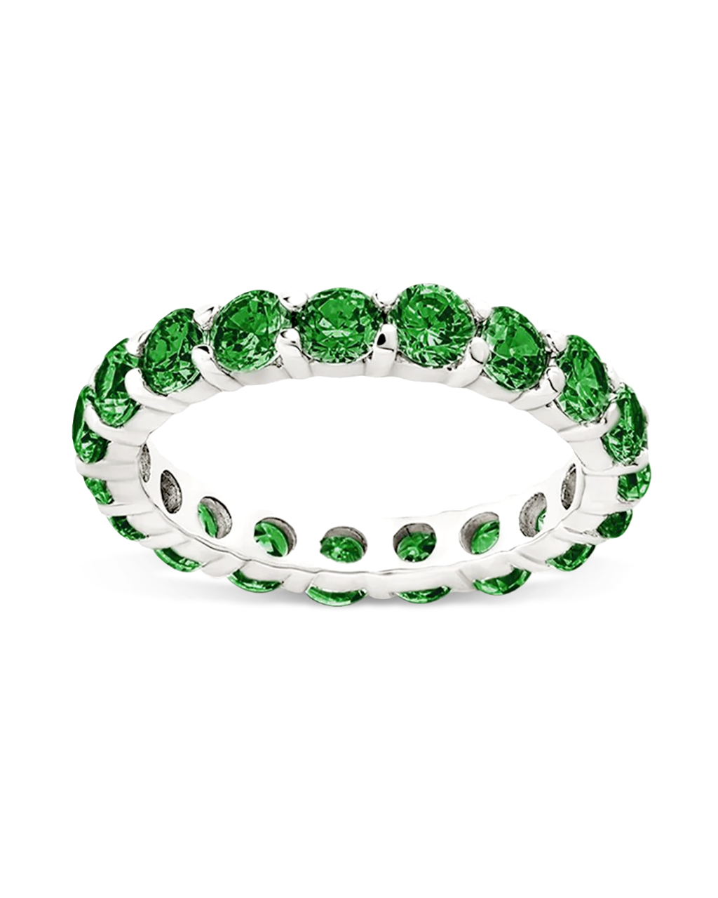 Sterling Silver Gracie Emerald CZ Eternity Ring