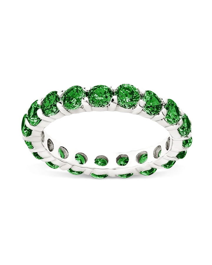 Sterling Silver Gracie Emerald CZ Eternity Ring
