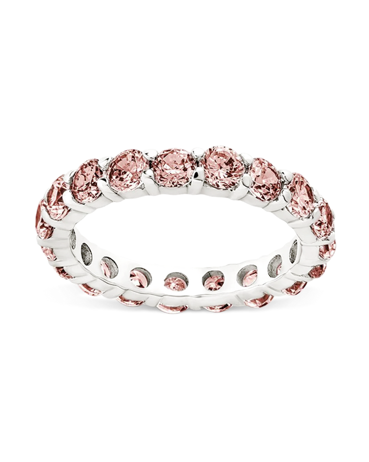 Sterling Silver Gracie Pink Sapphire CZ Eternity Ring