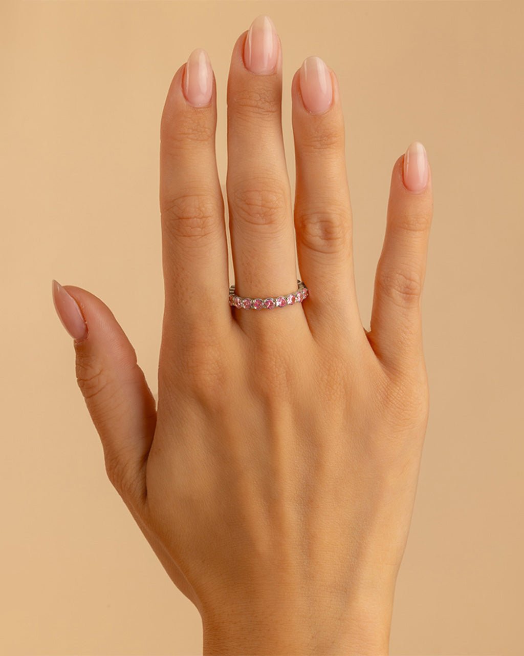 Sterling Silver Gracie Pink CZ Eternity Ring