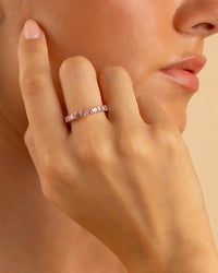 Sterling Silver Gracie Pink CZ Eternity Ring